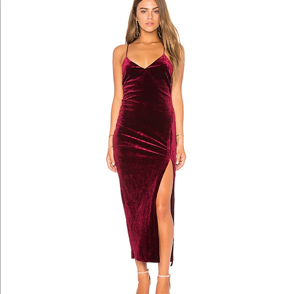 Bardot maroon raven dress from Revolve